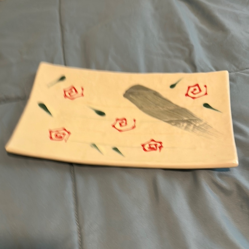 Floral Rectangular Ceramic Plate